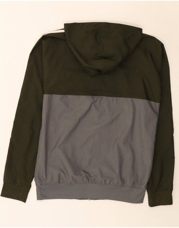 Męska bluza dresowa z kapturem Adidas, mała, szara, poliestrowa blok kolorów