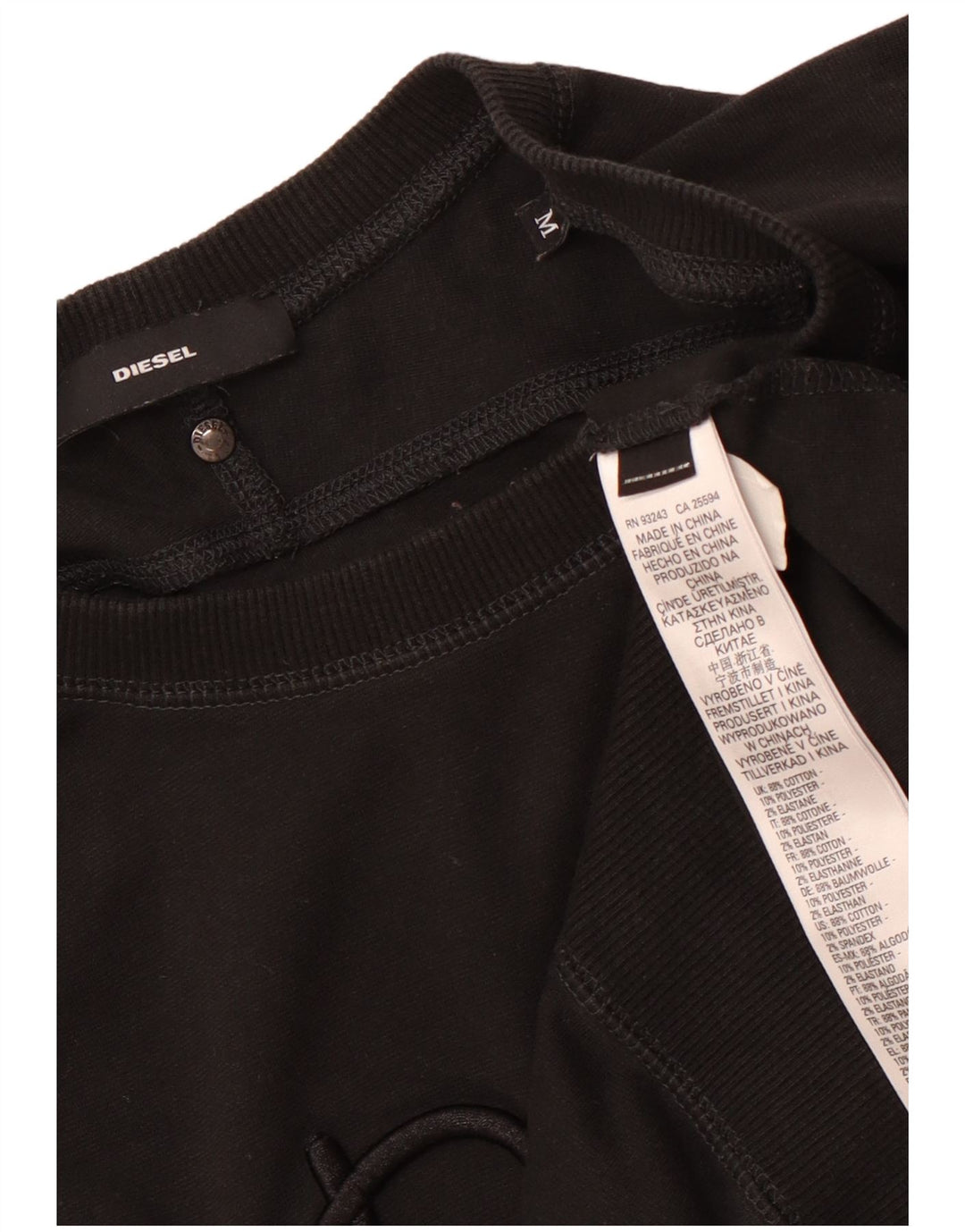 Damska bluza dresowa DIESEL Graphic o luźnym kroju, UK 14, średnia czarna