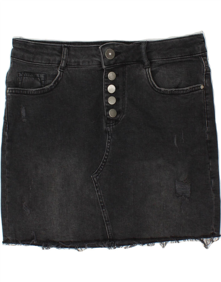 ZARA Womens Distressed Denim Skirt Medium W30 Grey Cotton Vintage Zara and Second-Hand Zara from Messina Hembry 