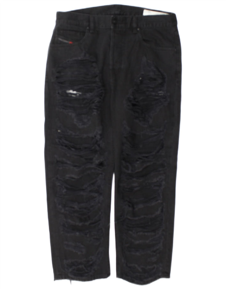 Diesel Damskie Aryel Distressed Regular Straight Jeans W29 L25 Czarny Klasyczny