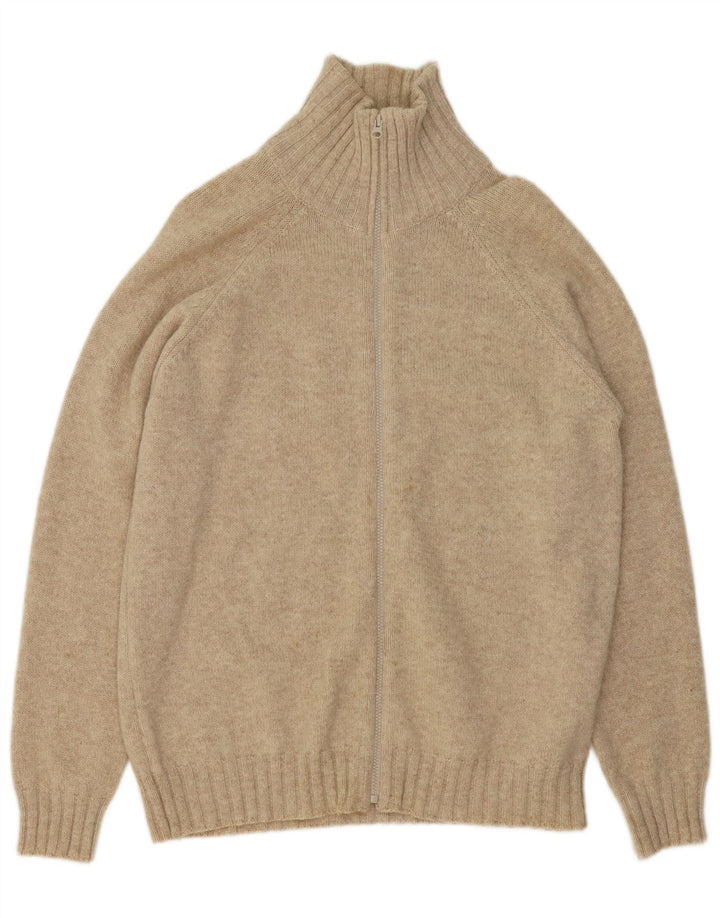 Zara Męski sweter kardiganowy, duży, beżowy, wełniany