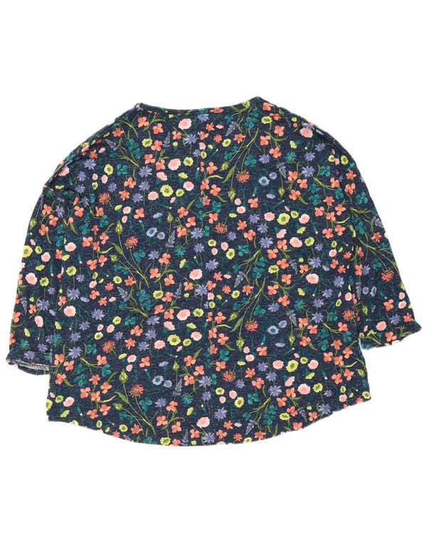 Marks & Spencer Damski top z rękawem 3/4 UK 22 3XL Granatowy, kwiatowy poliester