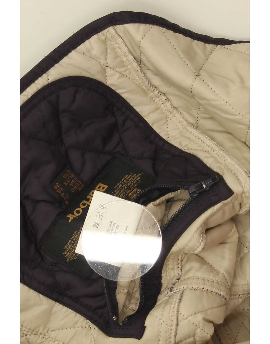 Damska pikowana kurtka Barbour UK 8 Small, granatowa, poliamidowa