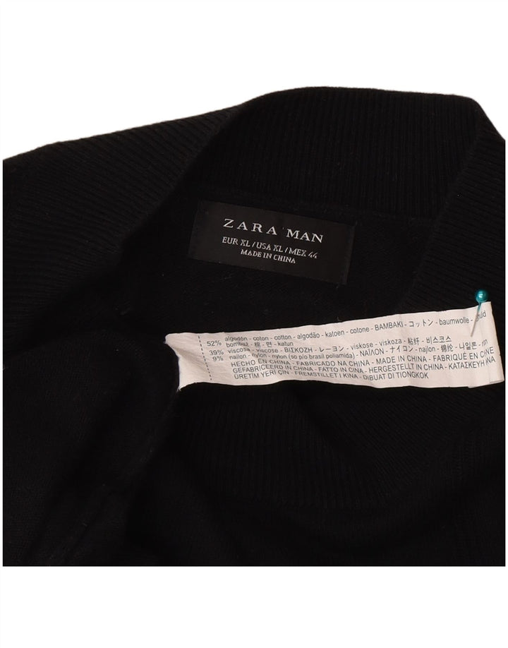 Męska koszulka T-shirt Zara XL, czarna, bawełniana