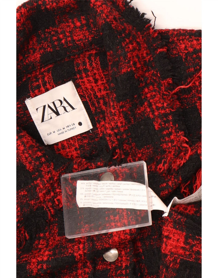 Damska koszula wierzchnia Zara Oversize UK 14 Średnia czerwona pepitka Akrylowa