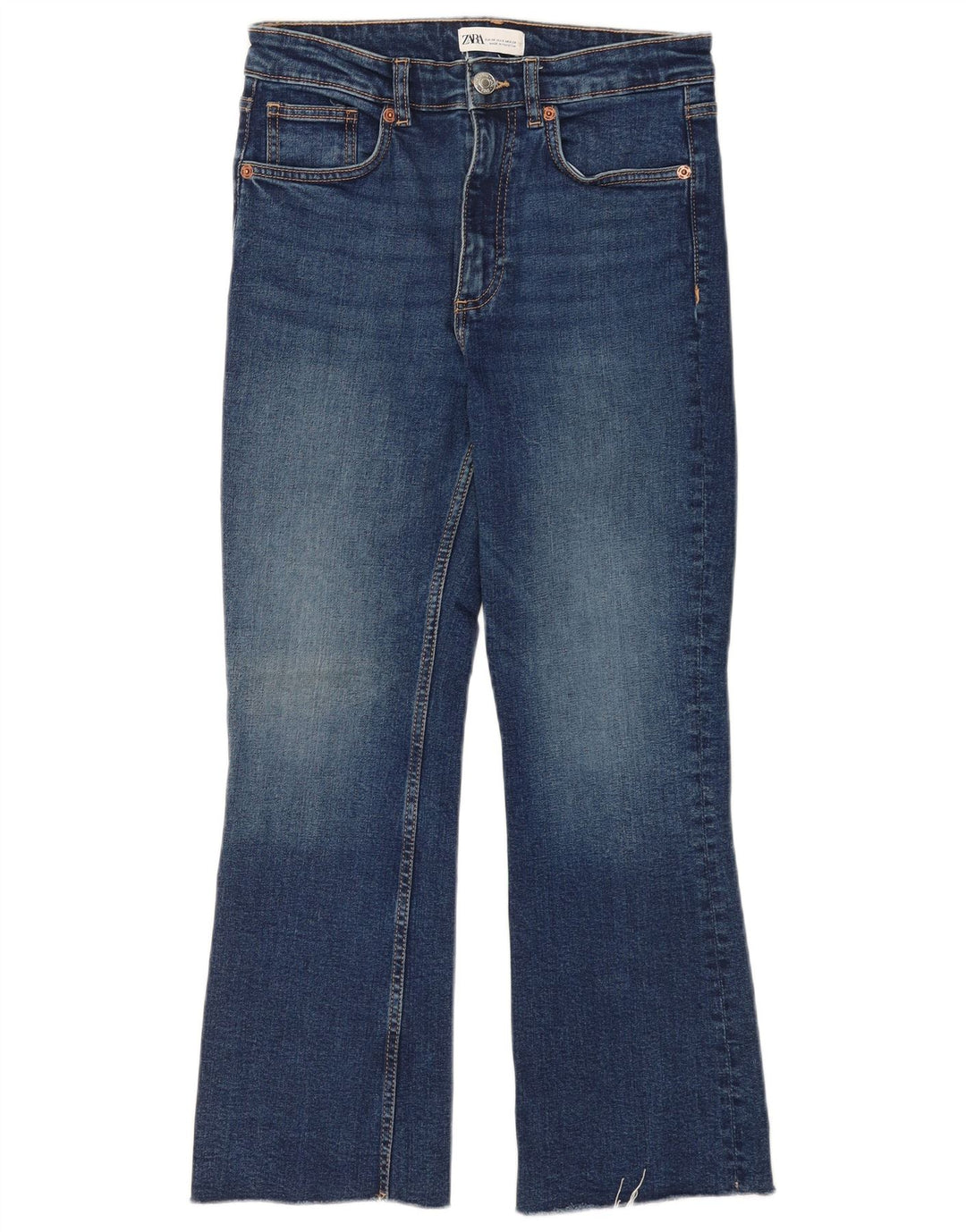ZARA Womens Crop Bootcut Jeans EU 38 Small W28 L26 Blue