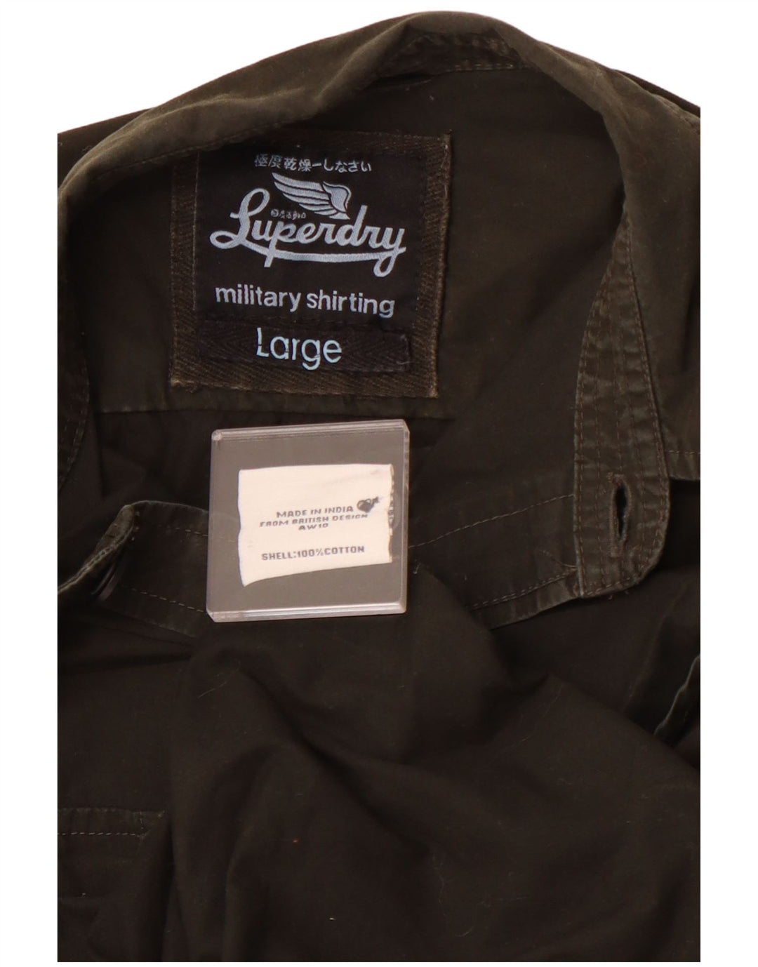 SUPERDRY Męska koszula wojskowa, duża, bawełniana khaki
