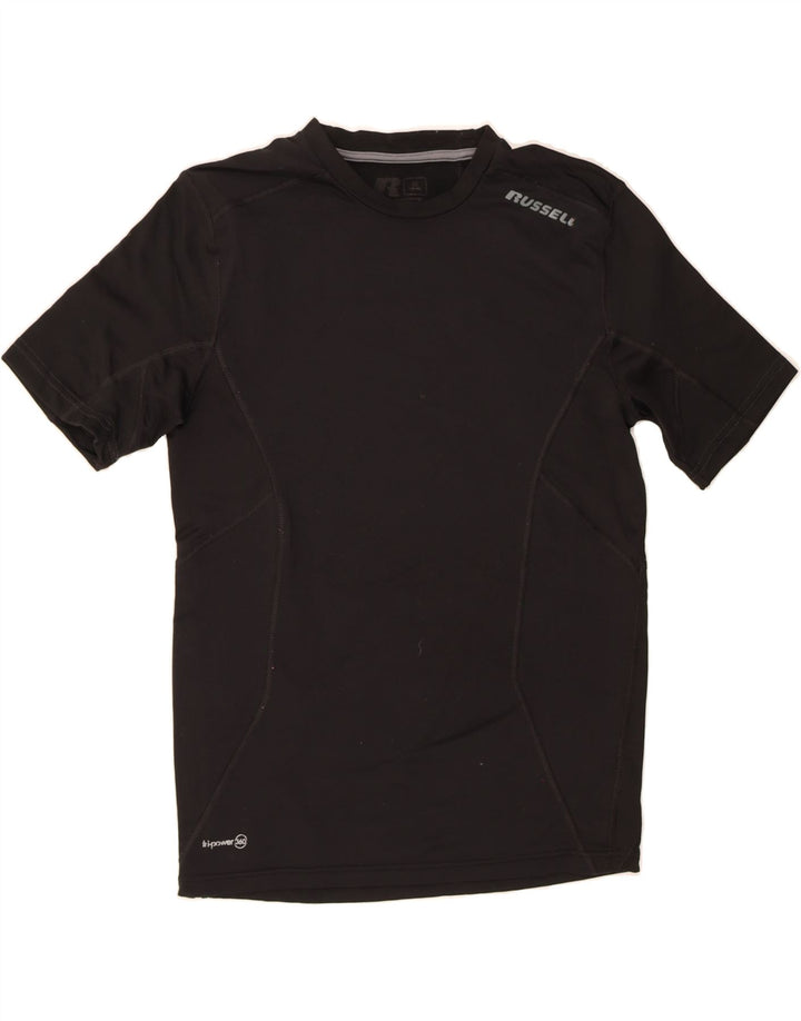 RUSSELL ATHLETIC Mens Dri-Power T-Shirt Top Medium Black Polyester Vintage Russell Athletic and Second-Hand Russell Athletic from Messina Hembry 