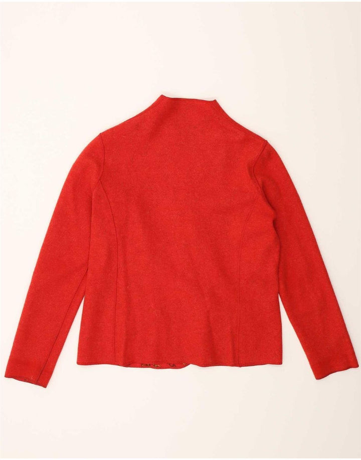 Dwustronna marynarka damska w stylu vintage z abstrakcyjnym wzorem UK 14, średnia czerwień
