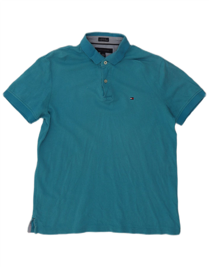Męska koszulka polo o dopasowanym kroju TOMMY HILFIGER w kolorze średnioniebieskim