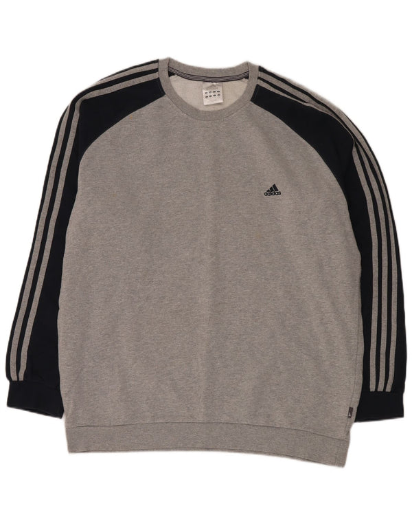 Bluza męska ADIDAS, 2XL, szara, bawełniana z blokami kolorów