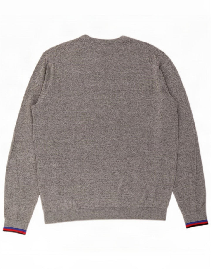 Sun68 Męski sweter z okrągłym dekoltem 2XL Szara wełna