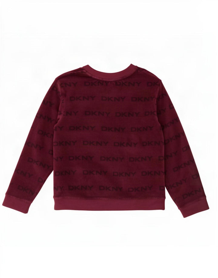 Damski graficzny top Dkny z długim rękawem, UK 18 XL, bordowy poliester