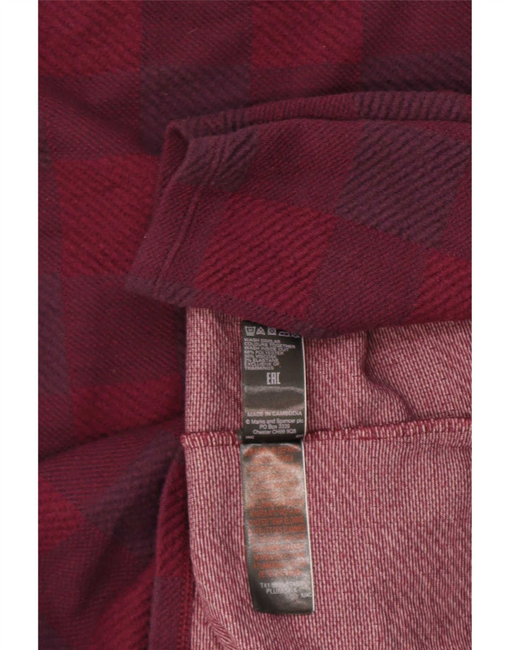 Marks & Spencer Damski top z długim rękawem, UK 14, duży, fioletowy, poliester w kratę