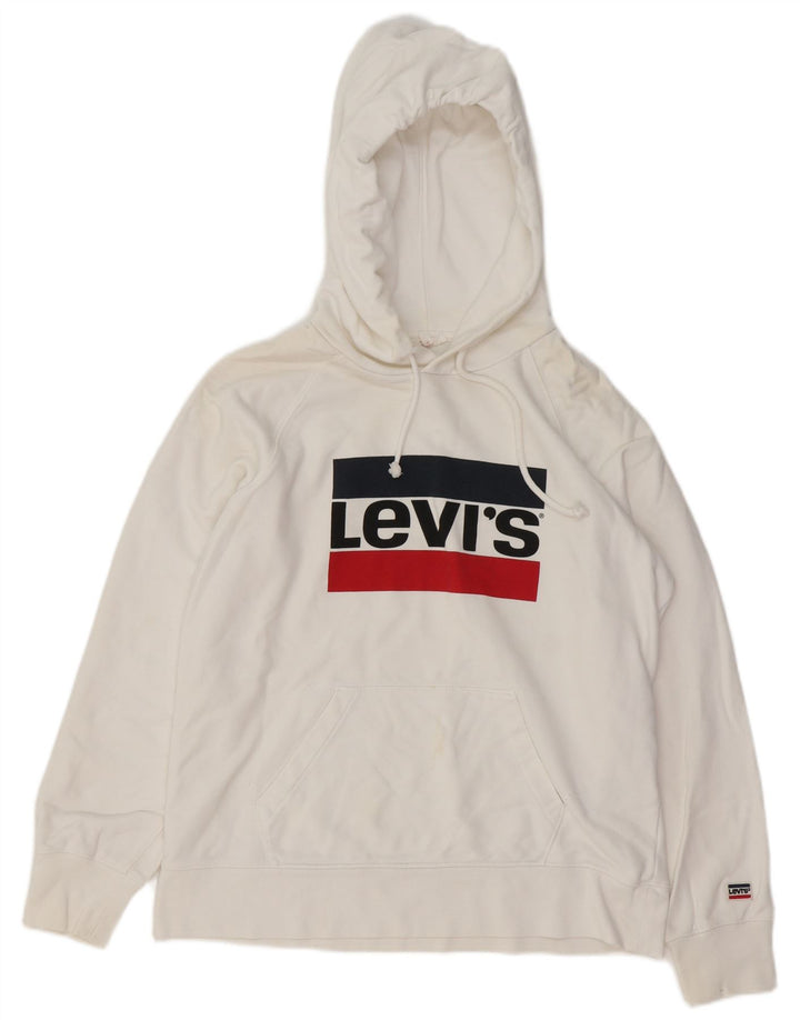 Męski sweter z kapturem i grafiką LEVI'S, mały, biały, bawełniany
