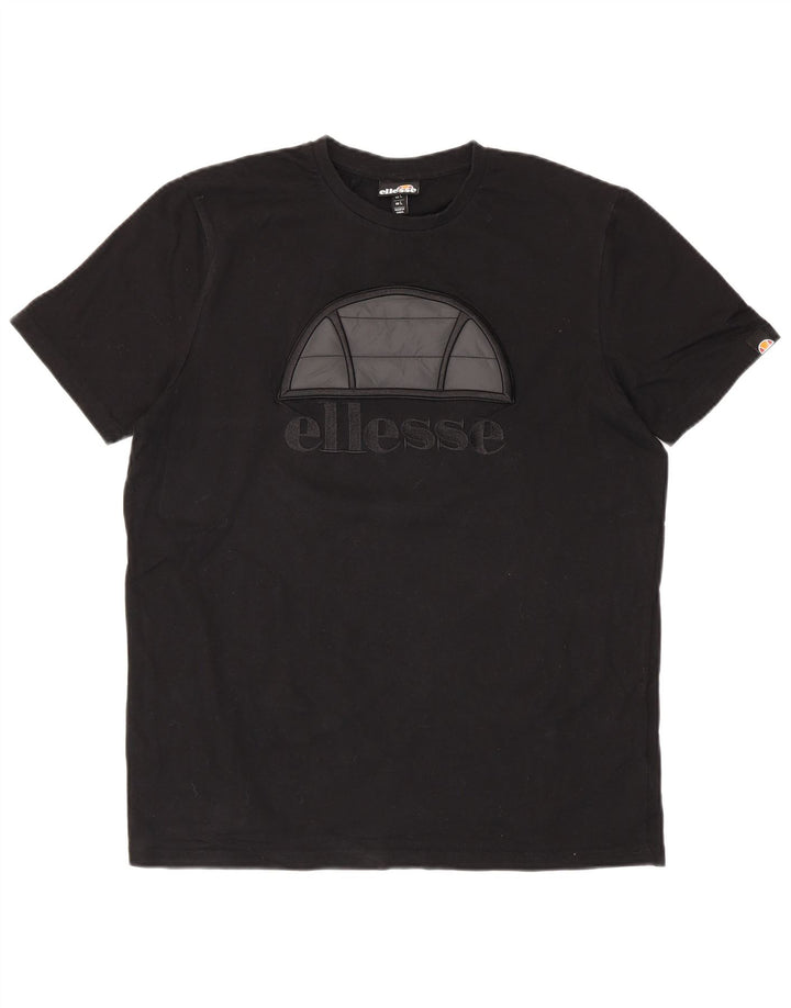 Męski T-shirt z grafiką Ellesse, duży, czarny, bawełniany