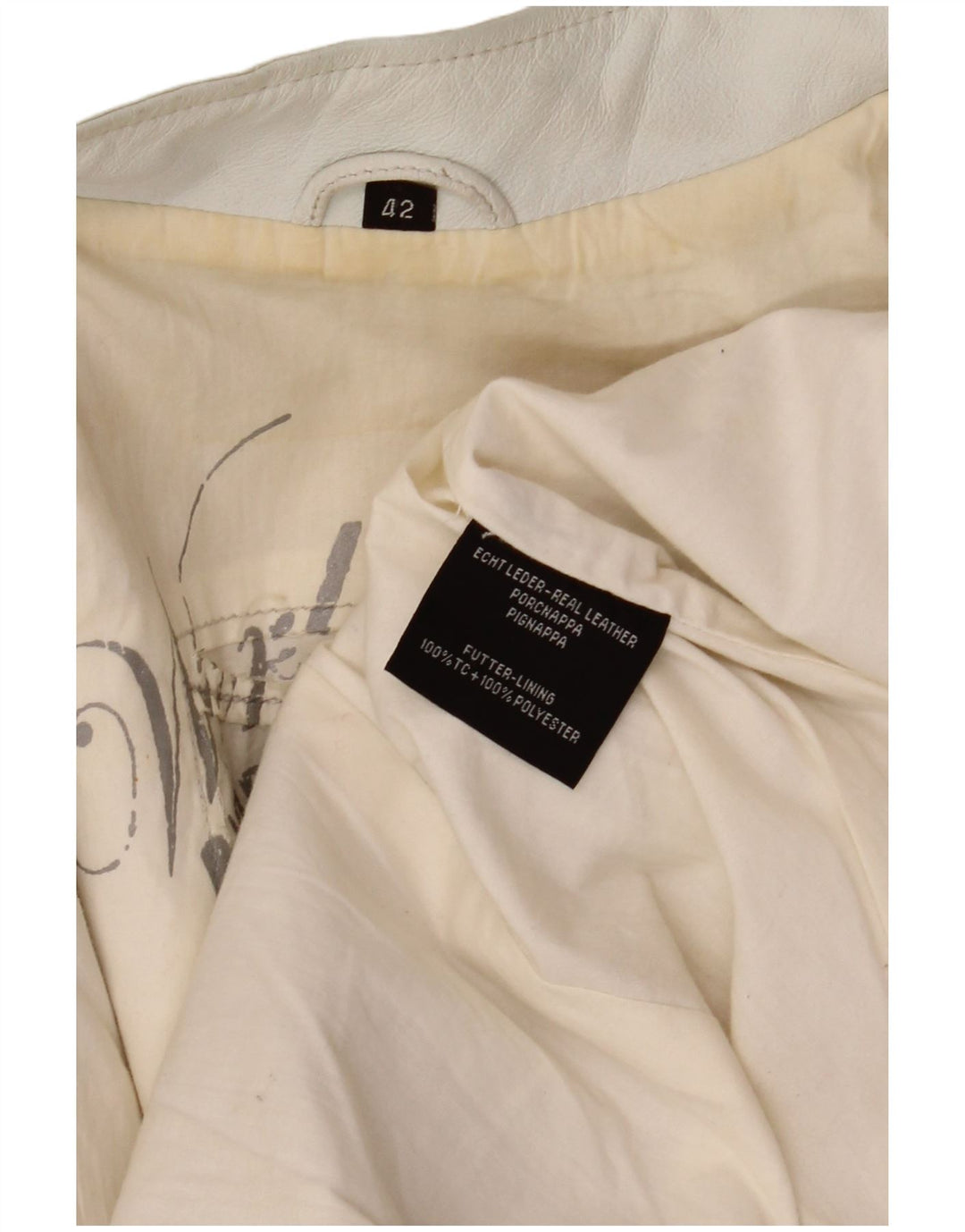 Vintage damska kurtka skórzana EU 42, duża, biała skóra