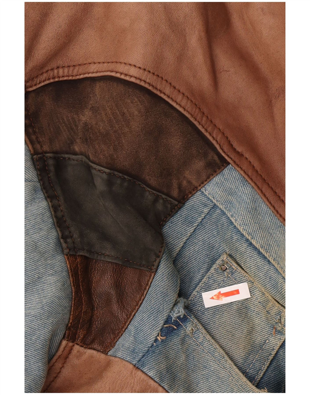 Vintage męska kurtka skórzana bomber UK 42 XL brązowa patchworkowa skóra