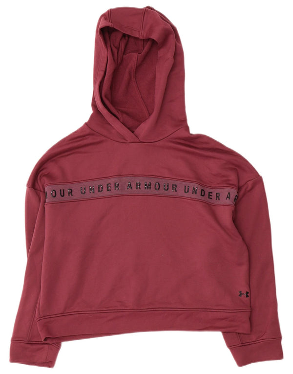 Damski sweter z kapturem Under Armour Crop Graphic UK 10 Small Burgundy