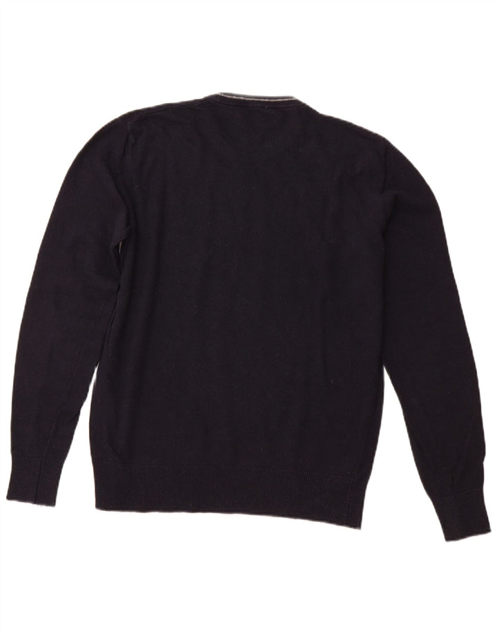 ARMANI JEANS Męski sweter z okrągłym dekoltem, średni granatowy, wiskoza