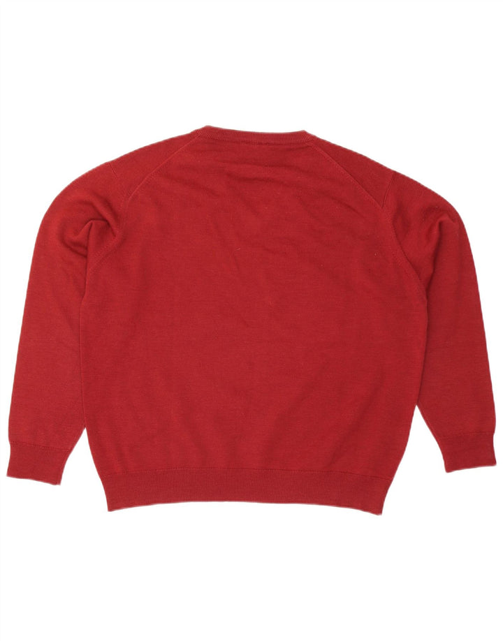 Lacoste Męski sweter z dekoltem w kształcie litery V, rozmiar 4, duży, czerwony, wełniany