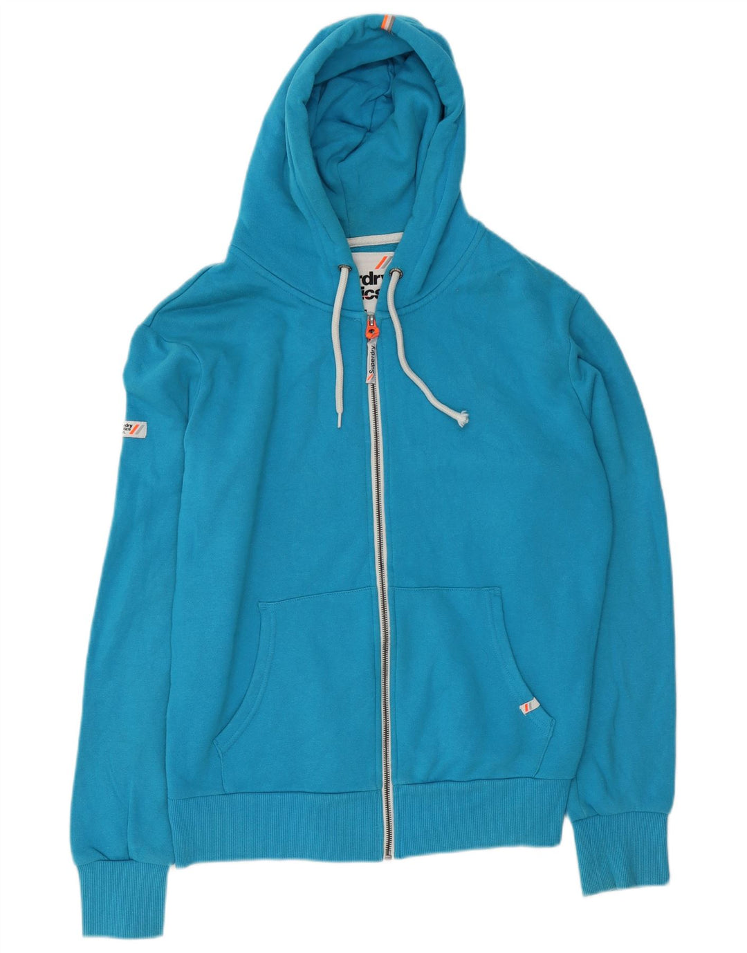 Męski sweter z kapturem i zamkiem błyskawicznym Superdry, duży, niebieski, bawełniany