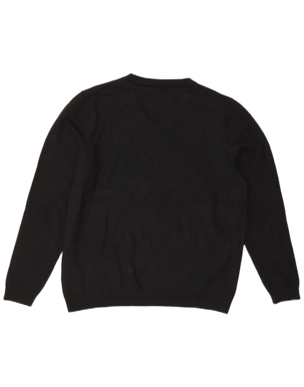 Hugo Boss Chłopięcy sweter z dekoltem w kształcie litery V 15-16 lat XL Czarna dziewicza wełna