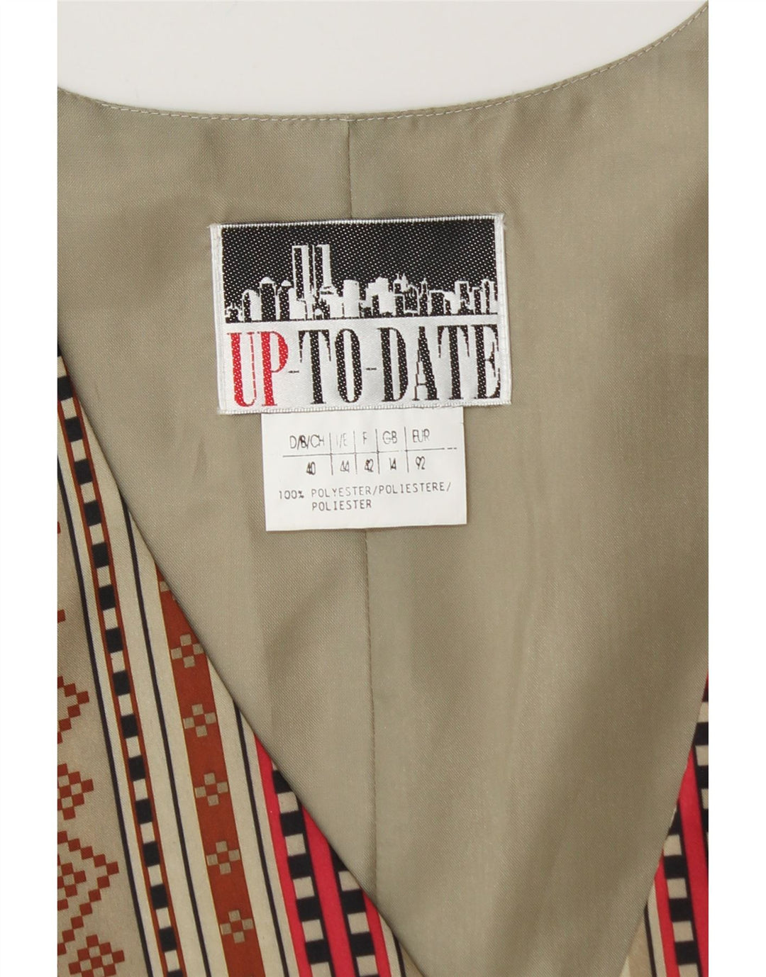 Kamizelka damska Vintage UK 14 Średni wielobarwny geometryczny poliester