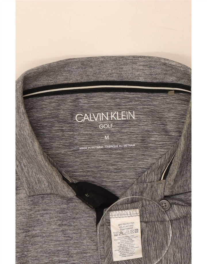 Męska koszulka polo do golfa Calvin Klein, średnioszara, nakrapiana poliester