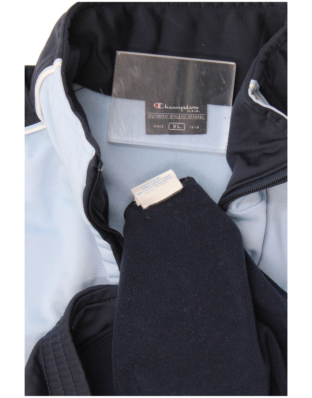 Męska kurtka dresowa Champion XL, granatowa, poliester z blokami kolorów