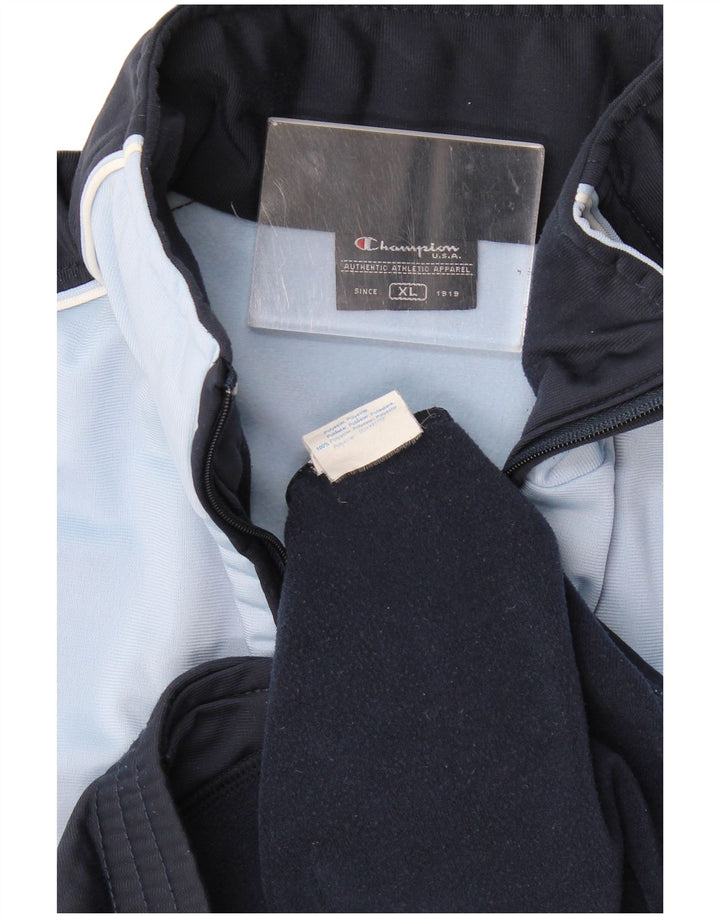 Męska kurtka dresowa Champion XL, granatowa, poliester z blokami kolorów