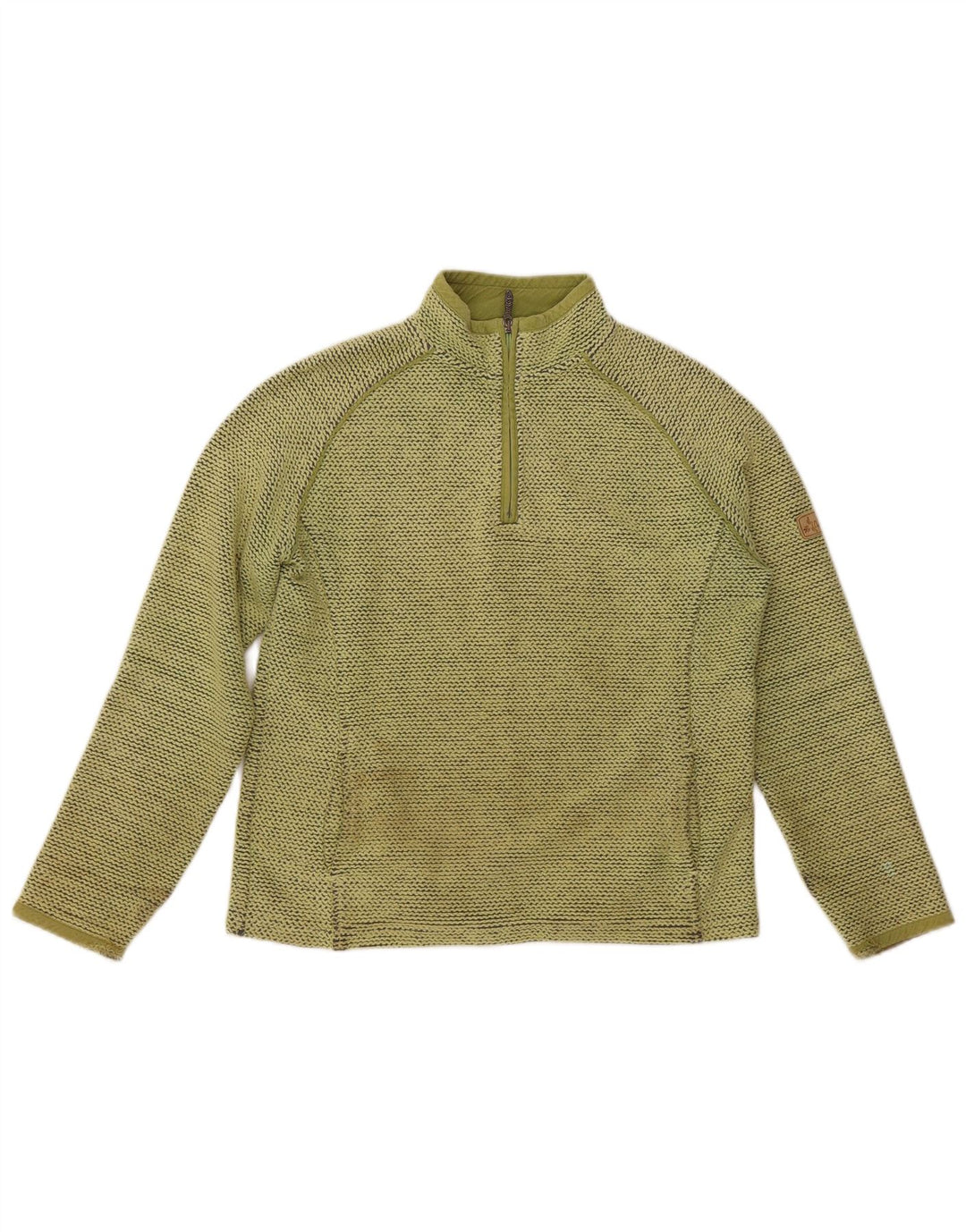 WEIRD FISH Womens Zip Neck Sweatshirt Jumper UK 14 Medium Green Cotton