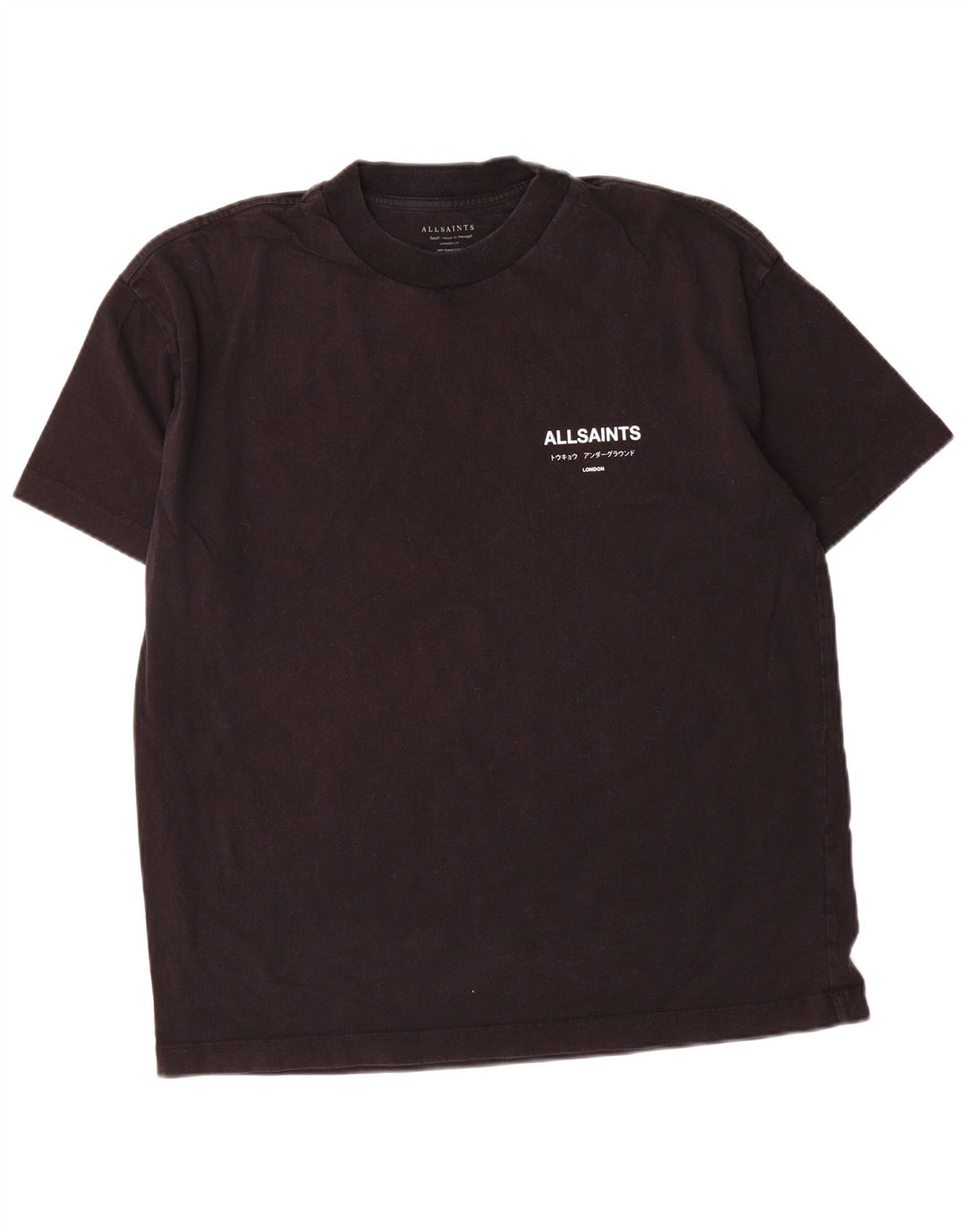 Męska koszulka oversize All Saints z grafiką, mała, czarna, bawełniana