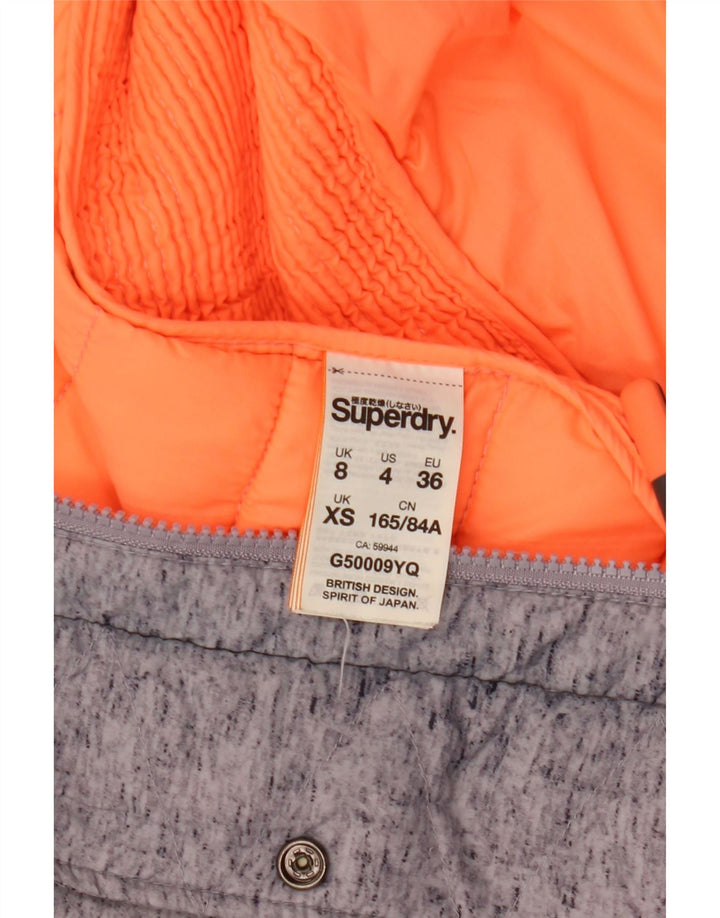 Damska wyściełana kurtka z kapturem Superdry UK 8 XS Szary poliester w blokach kolorów