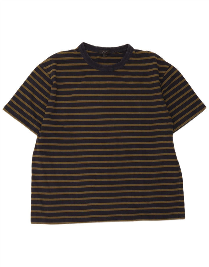 Cos Męski T-shirt o regularnym kroju, duży, bawełniany w granatowe paski