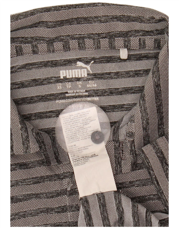 Męska koszulka polo Puma, mała, szara, poliestrowa w paski
