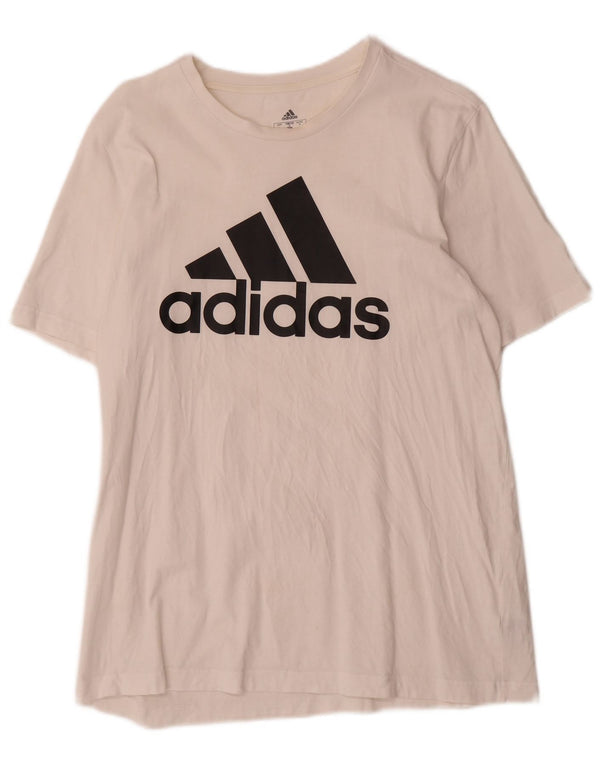 Męska koszulka z grafiką Adidas, średnia, biała bawełna