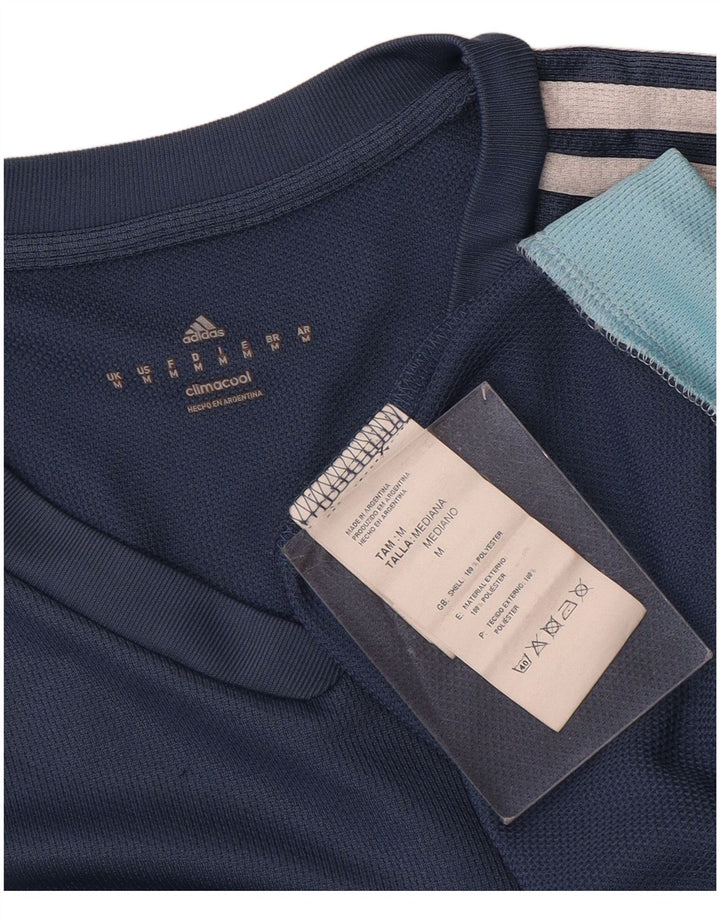 Męska koszulka Adidas Climalite Top, średnia, granatowa, poliester z blokami kolorów