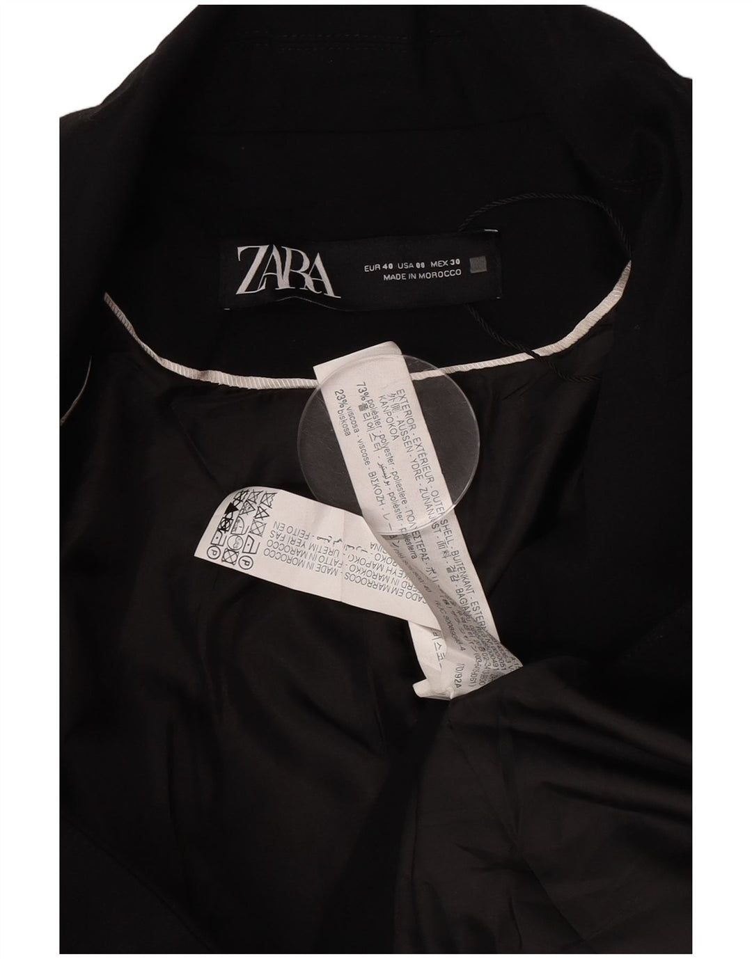 Damska marynarka Zara zapinana na 1 guzik EU 40, średni czarny poliester