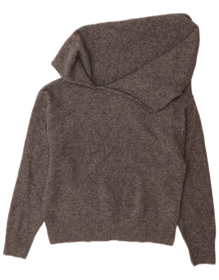 Damski sweter oversize z szalowym dekoltem Zara UK 10, mały, szary poliester