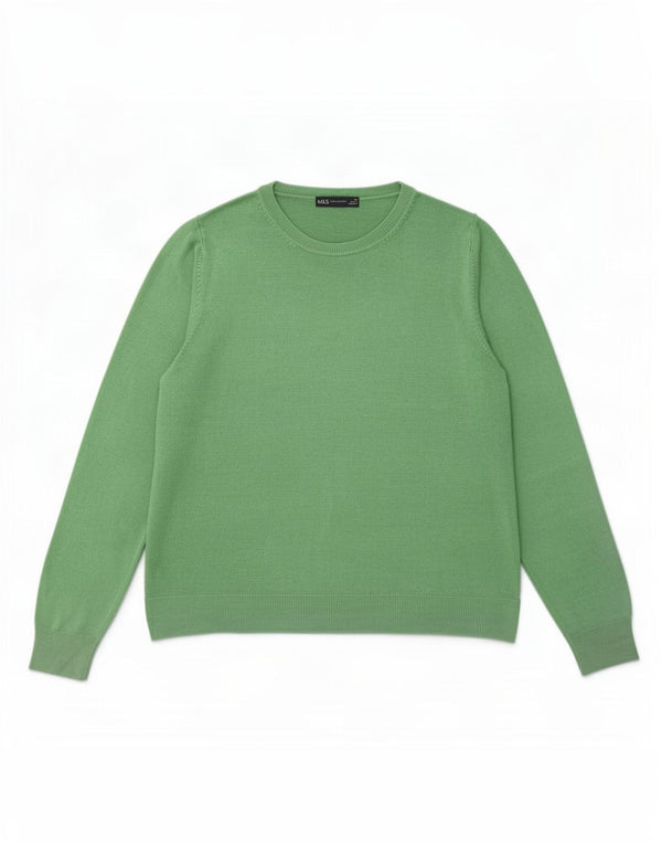 Marks & Spencer Damski sweter z okrągłym dekoltem UK 22 3XL Zielony akryl