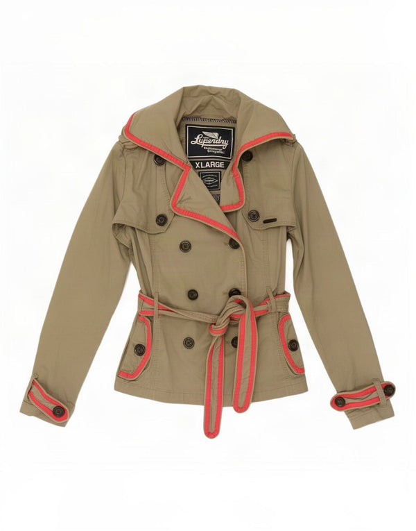 Krótki trencz damski Superdry UK 18 XL, bawełna khaki