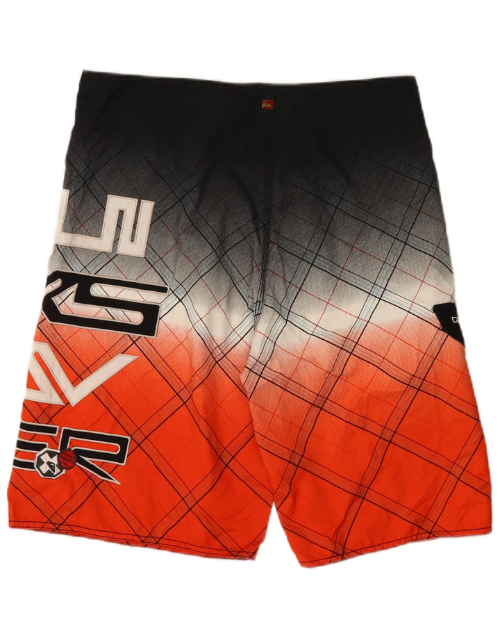 Męskie spodenki kąpielowe Quiksilver z grafiką, duże, poliestrowe w pomarańczową kratkę