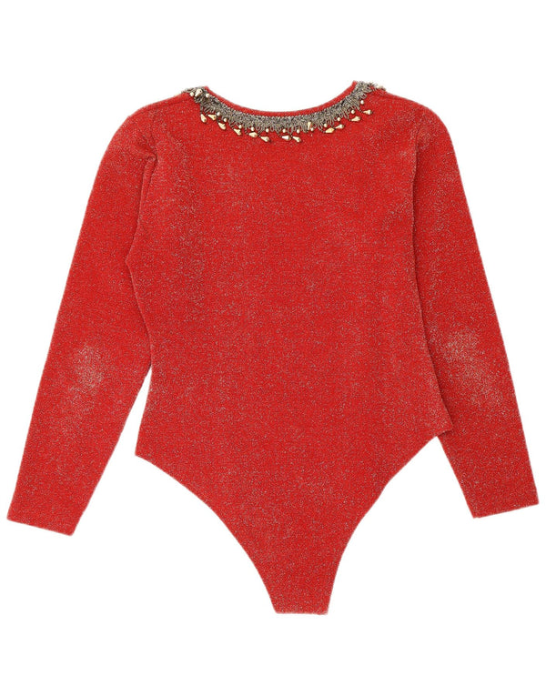 Body damskie z długim rękawem w stylu vintage IT 44 Średnia czerwień