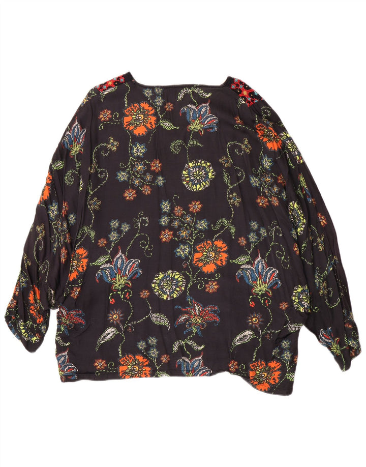 Damski top-tunika Desigual UK 12, średni czarny w kwiaty