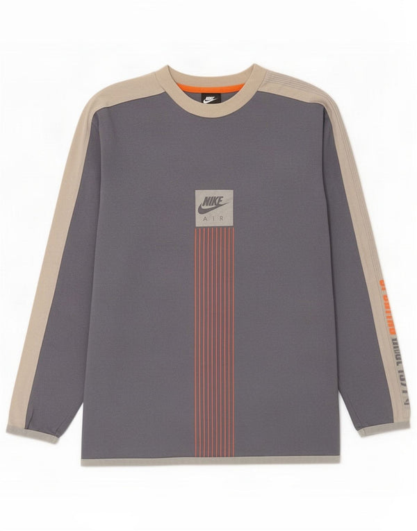 Nike Boys Graphic Top Long Sleeve 13-14 Years XL Blue Colourblock Cotton