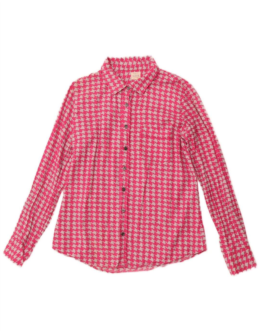 J. CREW Damska koszula flanelowa UK 10, mała, różowa, bawełniana w pepitkę