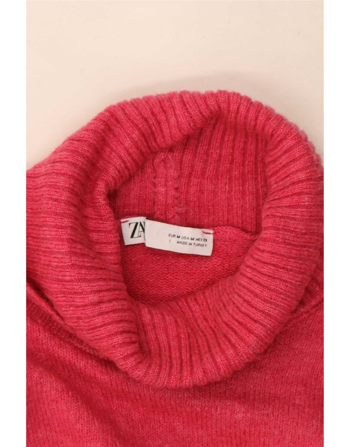 Damski sweter Zara Crop Oversize z golfem UK 14, średni róż