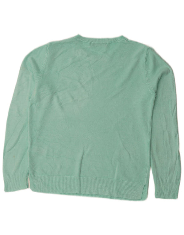 Marks & Spencer Damski sweter z dekoltem w łódkę, UK 10, mały turkusowy