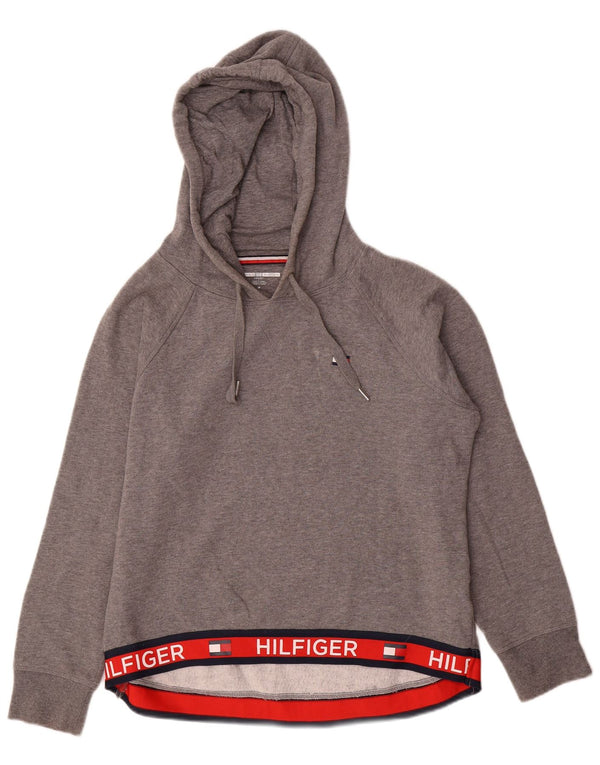 Damska bluza z kapturem Tommy Hilfiger z grafiką UK 14 w kolorze średnioszarym